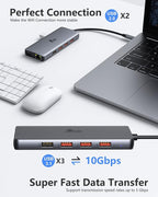 LIONWEI Laptop Docking Station Dual Monitor, 11-in-1 to 4K HDMI,VGA,Gigabit Ethernet,3 USB 3.1 10G,2 USB 2.0,87W PD,Audio for Dell/Surface/HP/Lenovo Laptops