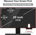 Computer Privacy Screen Protector 20 Inch with Hp Dell Acer Asus Samsung LG and More, Removable Security Shield Filter for 16:9 Aspect Ratio Monitor Like ViewSonic Sceptre(20" Diagonal 16:9 1 Pack)