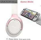 LC30Pro Hybrid Active Noise Cancelling Headphones, 100H Playtime Bluetooth Headphones, HiFi Audio Wireless Headphone with 3 EQ Modes, Low Latency & Foldable Design (Beige White)