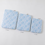 Puffy Laptop Sleeve 13-15.6 Inch Cute Quilted Laptop Protective Case Padded Floral Computer Sleeve for MacBook (B-Blue, 13 Inch)