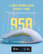 DAREU Wireless Wired Gaming Mouse Dual-Mode Rechargeable 7 Programmable Buttons,10K DPI,RGB and 7 Adjustable DPI Levels up to [150IPS] [1000Hz Polling Rate] for PC Notebook Mac