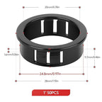 50PCS 1" Black Cable Snap Bushing Grommet, Snap in Cord Bushing Protect Cables