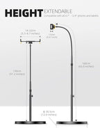 Lamicall Tablet Floor Stand Holder - Gooseneck Tablet Mount for Bed, 63" Adjustable Height & 10.6lb Stable Base, for 4.7-13" Tablets, iPad Pro 13/9.7, Air, Mini, Galaxy Tab, Kindle, Phones