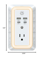 Multi Plug Outlet, USB Wall Charger, Surge Protector, 7 Outlet Extender with 4 USB Charging Ports (2 USB C) 1680J Power Strips Outlets with Night Light, Wall Plug Adapter Spaced for Home Travel Office