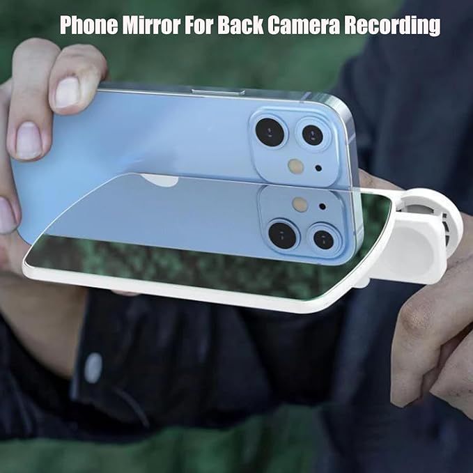 Mirror Effect Lens - Capture Stunning Reflections Instantly,Camera Mirror Reflection Clip for Back Camera Recording, Adjustable Hd Glass Phone Shooting Reflection Mirror (Black-Control)