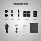 NEEWER CM28 Wireless Lavalier Microphone System, 1 Click Noise Canceling, 4GB Storage for 9Hrs of 48KHz 16 Bit Uncompressed Audio, Lapel Mic Compatible with iPhone/Android/PC/Camera/iPad