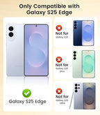 Slim Thin for Samsung Galaxy S25 Edge Case, Compatible with MagSafe, Built-in Camera Lens Protector, Shockproof Protective Phone Case, Soft Electroplated Clear Cover, Gold