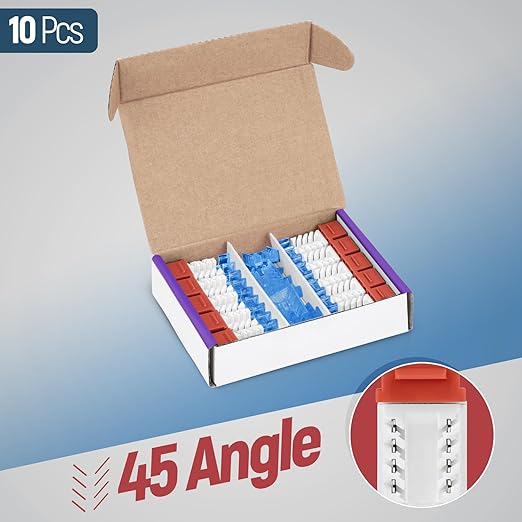 Everest 45° Angled RJ45 Cat5e Keystone Jacks 10-Pack in Orange - Slim Profile Female RJ45 Connectors - Cat 5e Keystone Jack - Compatible with 45° Angled Speed Termination Tool - 45Term (B0BL3GS7ZY)