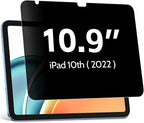Privacy Screen Protector Compatible with iPad 10th 2022 10.9" & iPad 11th A16 2025 11", Anti Glare Blue Light Spy Filter Private, High Sensitive Bubble-Free Easy Install Black Security Screen Shield