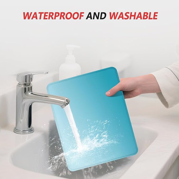 ITNRSIIET Mouse Pad Non-Slip Rubber Base Smooth Surface Stitched Edges Waterproof Durable Compatible with All Mice for Office & Gaming, Desk Accessory, 10.2x8.3x0.12 inch, Aqua Gradient