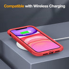 Miracase Glass Series for iPhone 11 Case 6.1 inch, Upgraded Full-Body Rugged Phone Bumper Case Cover with Built-in 9H Tempered Glass Screen Protector and Camera Protector, Red