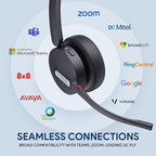 Yealink WH64 Hybrid DECT& Bluetooth Wireless Headset, 492ft Range Mono Teams UC Headphones with DECT Dongle & Charging Stand, 3X Mic, 26H Talk Time,Portable Single Headsets for PC,Cellphone,Laptop