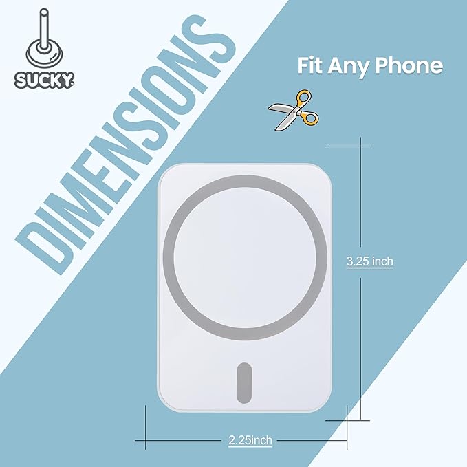 SUCKY Silicone Suction Phone Case Adhesive Mount - Anti-Slip Holder, Hands-Free Fidget Toy, Phone Accessory for iPhone and Android (Crystal White, Magnetic)