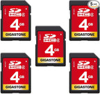 GIGASTONE 4GB SD Card 5 Pack SDHC Class 4 Memory Card for Photo Video Music Voice File DSLR Camera DSC Camcorder Recorder Playback PC Mac POS 5pcs in Pack (Pack of 5), with 5 mini Cases