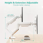 WALI Dual Monitor Stand for 17-32 inch Screens, Dual Monitor Arms for 2 Monitors Holds up to 19.8 lbs, Adjustable Gas Spring Dual Monitors Mount, VESA 75x75/100x100mm (GSMP002NW), White