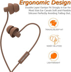 MAXROCK Sleeping Headphones, in-Ear Soundproof Earplug Soft Earbuds with Mic Noise Cancelling Sleep Earphones for Side Sleeper, Insomnia, Snoring, Air Travel, Bedtime Listening… (Coffee)