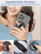 EWA MagOne 3rd Gen [Compatible with MagSafe] Phone Grip Stand with Finger Strap, Removable Magnetic Ring Holder Kickstand Loop for iPhone 16,15, 14, 13, 12 Series-(Black)