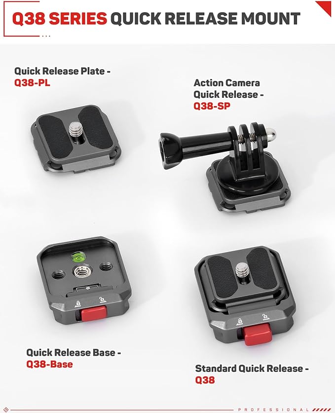 IFOOTAGE Action Camera Adapter Quick Release, Aluminum Tripod Mount Adapter, Quick Release Plate Compatible with GoPro/DJI Action Camera, Q38-RS