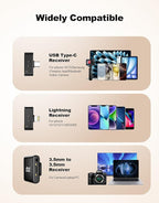Wireless Mini Microphone for Camera/iPhone/Android/iPad/Laptop, Lav Mic with Charging Case, AI Noise Reduction, 50H Battery, 230ft Range, Lavalier Microphone for Video Recording, YouTube, Vlog