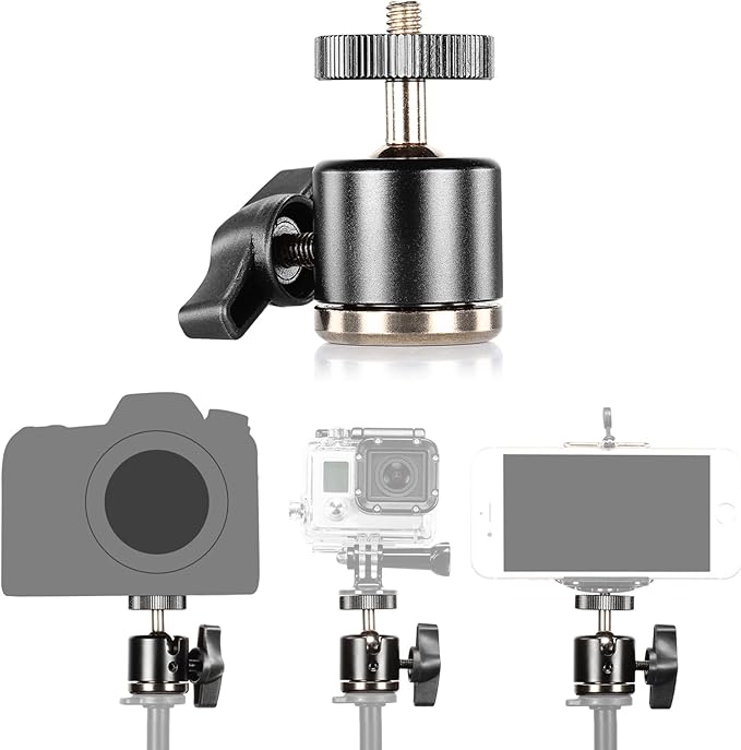 Neewer® Aluminum Alloy 360 Degree Rotating Swivel Mini Ball Head with 1/4" 3/8" Thread Base Mount for DSLR Camera Like Canon,Nikon,Sony/Camcorder/iPhone 6s/6/5S/5/4S/4,Gopro HD Hero 1/2/3/3+/4