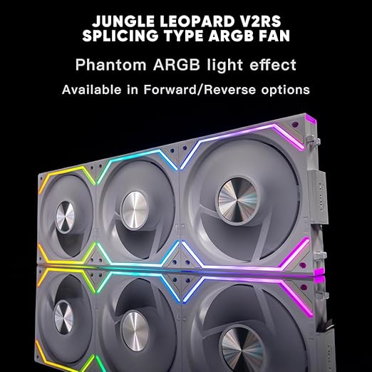 Jungle Leopard Interstellar V2 RS 120mm Case Fan Infinity Mirror Module Daisy-Chain ARGB Fan Triple Pack Suitable PC Cooling Fans 360mm AIO Cooler(White-3Pack)
