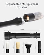Fantasticlean 9PCS Car Interior Detailing Set, Microfiber Cloth & Applicator, Double-Head Detailing Brushes, Natural Bristles, Scratch-Free, Ultra-Soft for Seats Leather Care or Cleaning