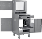 Global Industrial Mobile Security LCD Computer Cabinet Enclosure for 24" Diagonal Monitors, Steel Construction, Gray Powder Coat Finish, 24-1/2"W x 22-1/2"D x 62-3/4"H