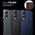 WSKEN for Samsung Galaxy S25 Edge Camera Lens Protector - Edge Thin Case Friendly, 9H Shatterproof Tempered Glass with Aluminum Metal Circle Camera Screen Protector Cover Accessories, Black