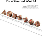Metal Dice Set DND, DNDND 7 PCS Metallic Flowers D&D Dice with Gorgeous Gift Case for D&D Dungeons and Dragon Tabletop Game (Brown and Cream-Coloured)
