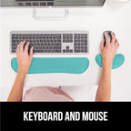 GORILLA GRIP Silky Gel Memory Foam Wrist Rest for Computer Keyboard, Mouse, Ergonomic Design for Typing Pain Relief, Desk Pads Support Hand, Arm, Mousepad Rests, Stain Resistant, 2 Piece Pad Turquoise