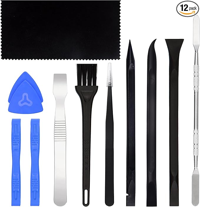STREBITO Spudger Pry Tool Kit 12 Piece Opening Tool, Metal & Plastic Spudger Tool Kit, Prying Cleaning & Open Tool for iPhone, Laptop, iPad, Cell Phone, MacBook, Tablet, Computer, PS4, Electronics