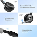 Earbay Trucker Bluetooth Headset, Wireless Headphones with Mic Mute & USB Dongle, Wireless Headset with Microphone Noise Canceling & Charing Base for Work/PC Computer/Phones/Office/Meeting