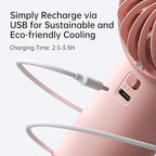 JISULIFE Handheld Portable Fan with Powerful Motor,LED Display,3600mAh Battery,5 Wind Speeds,Lanyard; Summer Essentials USB Rechargeable Hand held Fan for Travel,Beach,Makeup,Concerts-Pink