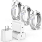 10FT Fast Charging Cord for iPhone 16 15,3Pack Extra Long 10Foot USB C to Type C Charger Cable 20W USB C Charger Block Cube Super Quick Charging for iPhone 16 15 Pro/Plus/Pro/Pro Max,iPad Pro/Air/Mini