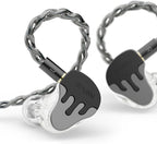 BASN BmasterX in Ear Audio Monitor, Hybrid 6 Drivers IEM Earphones with Crystal Clear Sound, Detachable Cable Plus Carrying Case & Fit Kit for Musician, Stage, Studio (3.5mm/4.4mm Jack, Black/Silver)