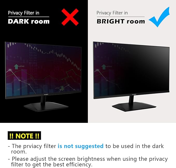FILMEXT [2 Pack 21.5 Inch Computer Privacy Screen Filter for 16:9 All-in-One Desktop/Frameless Monitor- Removable Blue Light UV Blocking Privacy Shield for Thin Bezel Computer