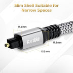 Optical Audio Cable 12 FT, Digital Audio Cable, Toslink Fiber Optic Cord, [Nylon Braided, Slim Aluminum Shell, Gold Plated Connector], for Home Theater, Sound Bar, PS4, Xbox, TV and More