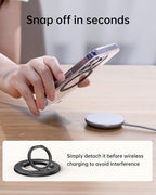SYNCWIRE Carbon Fiber Magnetic Phone Ring Holder for MagSafe - Magnet Phone Grip Stand with 360° Rotation & Reinforced Hinge Compatible with iPhone 16 15 14 13 Pro Max Plus MagSafe Accessories