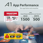 GIGASTONE Micro SD Card 128GB 5-Pack, Gaming Plus, MicroSDXC Memory Card for Nintendo-Switch 1, Security Camera, Dash Cam, UHS-I U3 A1 Class 10, up to 100MB/s, with MicroSD to SD Adapter