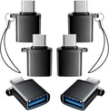 USB C to USB A Adapter 6 Pack,USBC to USB Adapter,TypeC Male USBA Female 3.0 Adaptor,USBC OTG Adapters for iPhone 16 15,MacBook Pro,iPad,Samsung Galaxy,Black
