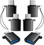 USB C to USB A Adapter 6 Pack,USBC to USB Adapter,TypeC Male USBA Female 3.0 Adaptor,USBC OTG Adapters for iPhone 16 15,MacBook Pro,iPad,Samsung Galaxy,Black