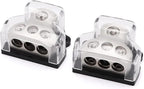 3 Way Power Distribution Block 1x 0 Gauge in 3X 4 Gauge Out Amp Power Distribution Ground Distributor Connecting Block for Car Amplifier Audio Splitter,2Pcs