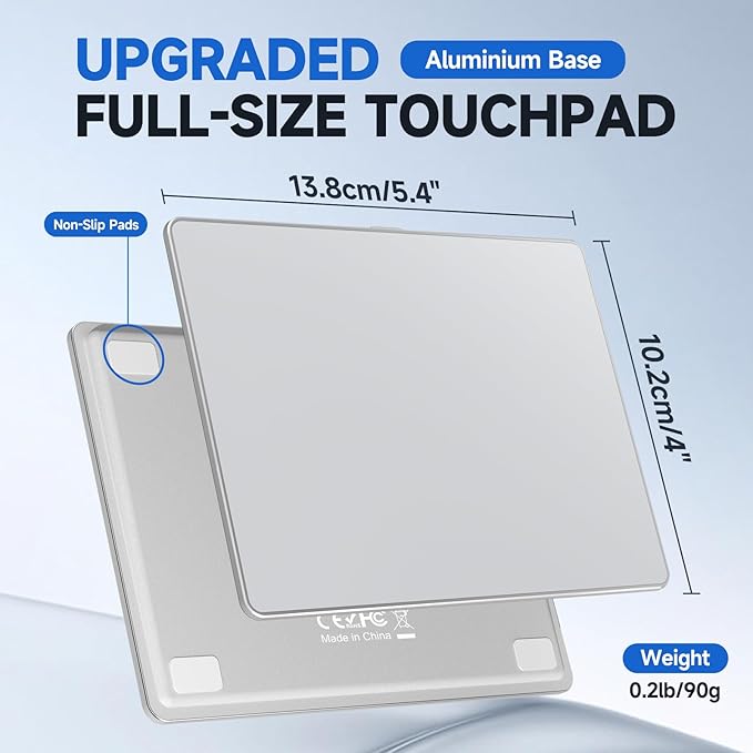Wired Trackpad for Windows 10/11, High-Precision Multi-Touch Portable Trackpad Mouse with Multi-Gesture, Ultra Slim Aluminum USB Wired Touchpad Mouse, Compatible with PC Laptop Computer - Silver