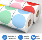 6 Rolls 2" Color Circle Direct Thermal Stickers Labels, Self-Adhesive Round Thermal Labels Printer Stickers for Business, DIY, Code, Name Tag, Envelope Seal