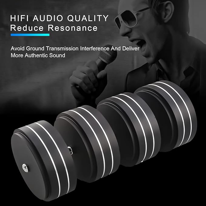 Tertullus 4 Pcs Speaker Feet, 58x22mm Speaker Spikes HiFi Isolation Feet Aluminum Stand Speakers Spikes Audio Pads Turntable Feet for HiFi Amplifier/Speaker/Turntable/Player (Black)