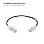 TRUECABLE Cat6 Component Rated Patch Cable, Unshielded (U/UTP), 1ft, Black, 28AWG Solid Copper, Snagless 10G High-Speed Ethernet Cable, PoE++ 4PPoE 100W, UL Listed, RoHS-3, 1 Pack
