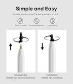 Replacement Pencil Tips for Apple Pencil Pro, Pen Tips for Apple Pencil 2nd Gen/1st Gen/USB-C, Wear-Resisting Pencil Nibs with Storage Box, Pen Nibs Set Compatible with Apple Pen (6 Pack, Black/White)