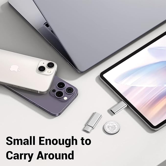 Temdan 4 Pack Lightning to USB C Adapter for iPhone 15/16 Pro/Pro Max/Plus, Samsung S24, Serial Adapter, Type C Charger Connector Cable, Accessories - Silver