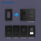 ELEGRP 1-Gang Screwless Decorative Wall Plates, Standard Size Unbreakable Thermoplastic Faceplate Cover for Decorator Receptacle Outlet Switch, UL Listed (20 Pack, Glossy Black)