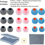 Silicone Earbud Tips Earbuds Replacement Ear Tips Gels Bud for Popular in-Ear Headphones Other Inner Hole from 3.8mm - 5.1mm Earphones 9 Pairs S/M/L